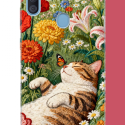 Samsung Galaxy A11-M11 Uyumlu Desenli kedi UV Baskılı Silikon Kılıf