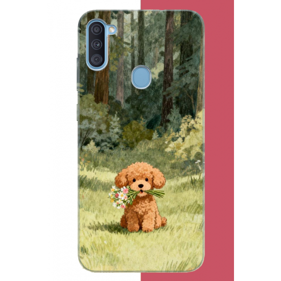 Samsung Galaxy A11-M11 Uyumlu peluş köpek UV Baskılı Silikon Kılıf