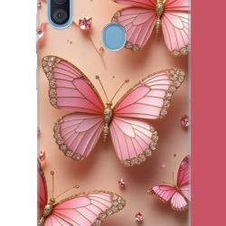Samsung Galaxy A11-M11 Uyumlu pembe Renkli kelebek UV Baskılı Silikon Kılıf Samsung Galaxy A11-M11 Uyumlu pembe Renkli kelebek UV Baskılı Silikon Kılıf