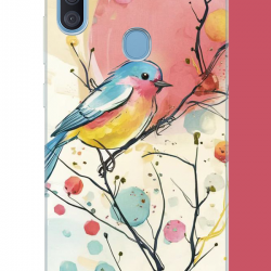 Samsung Galaxy A11-M11 Uyumlu renkli kuş UV Baskılı Silikon Kılıf Samsung Galaxy A11-M11 Uyumlu renkli kuş UV Baskılı Silikon Kılıf