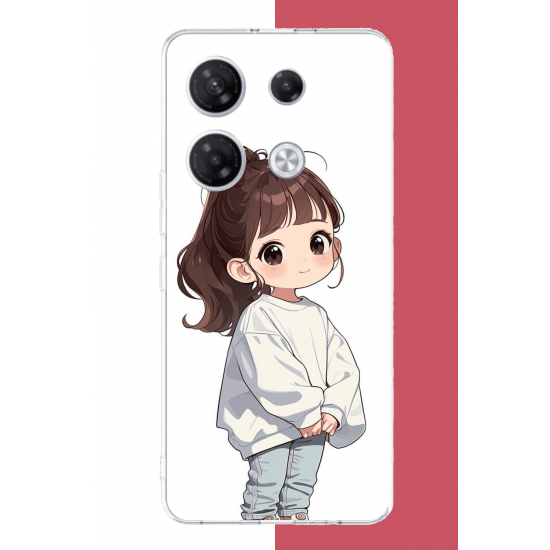 Infinix GT 20 PRO Uyumlu kawaii beyaz sweatshirt kız UV Baskılı Silikon Kılıf