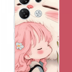 Infinix GT 20 PRO Uyumlu kawaii küçük kız ve kedi UV Baskılı Silikon Kılıf