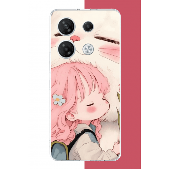 Infinix GT 20 PRO Uyumlu kawaii küçük kız ve kedi UV Baskılı Silikon Kılıf