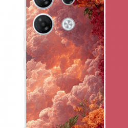 Infinix GT 20 PRO Uyumlu kırmızı bulut ve çiçekler UV Baskılı Silikon Kılıf