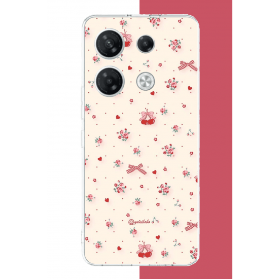 Infinix GT 20 PRO Uyumlu kırmızı kalpli pattern UV Baskılı Silikon Kılıf