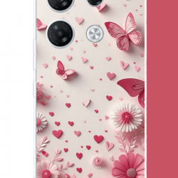 Infinix GT 20 PRO Uyumlu pembe kelebek UV Baskılı Silikon Kılıf