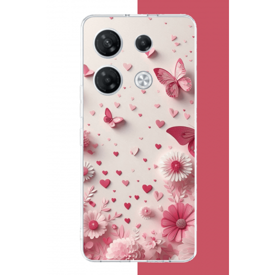 Infinix GT 20 PRO Uyumlu pembe kelebek UV Baskılı Silikon Kılıf