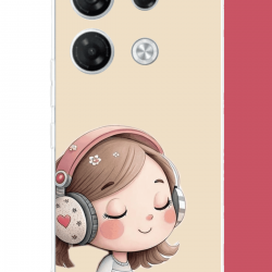 Infinix GT 20 PRO Uyumlu pembe kulaklıklı kız.jpeg UV Baskılı Silikon Kılıf