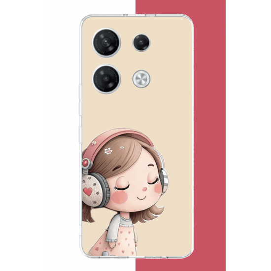 Infinix GT 20 PRO Uyumlu pembe kulaklıklı kız.jpeg UV Baskılı Silikon Kılıf