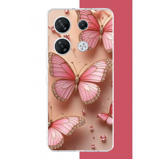 Infinix GT 20 PRO Uyumlu pembe taşlı kelebek UV Baskılı Silikon Kılıf