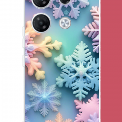 Infinix GT 20 PRO Uyumlu renkli kar taneleri UV Baskılı Silikon Kılıf