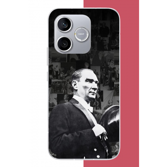 Honor 600 Lite Uyumlu şapka ile selamlayan atatürk UV Baskılı Silikon Kılıf