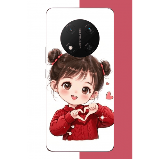 Honor X9C Uyumlu kawaii kalpli kız UV Baskılı Silikon Kılıf