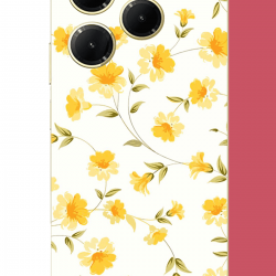 Infinix Hot 40-40 PRO Uyumlu sarı çiçek pattern UV Baskılı Silikon Kılıf