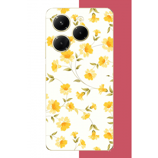 Infinix Hot 40-40 PRO Uyumlu sarı çiçek pattern UV Baskılı Silikon Kılıf