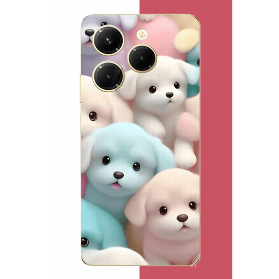 Infinix Hot 40-40 PRO Uyumlu sevimli renkli köpek UV Baskılı Silikon Kılıf
