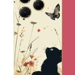 Infinix Hot 40-40 PRO Uyumlu siyah kedi UV Baskılı Silikon Kılıf