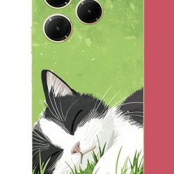 Infinix Hot 40-40 PRO Uyumlu uyuyan kedi UV Baskılı Silikon Kılıf