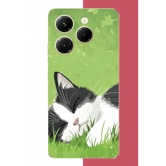 Infinix Hot 40-40 PRO Uyumlu uyuyan kedi UV Baskılı Silikon Kılıf
