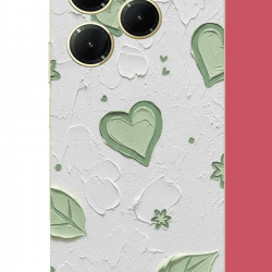Infinix Hot 40-40 PRO Uyumlu yeşil kalpli tuval UV Baskılı Silikon Kılıf