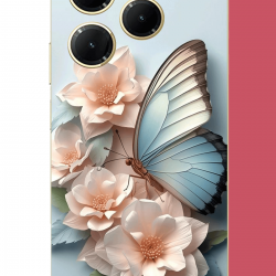 Infinix Hot 40-40 PRO Uyumlu mavi kanatlı kelebek UV Baskılı Silikon Kılıf