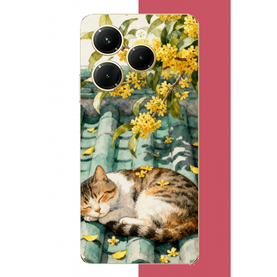 Infinix Hot 40-40 PRO Uyumlu çatıdaki kedi UV Baskılı Silikon Kılıf