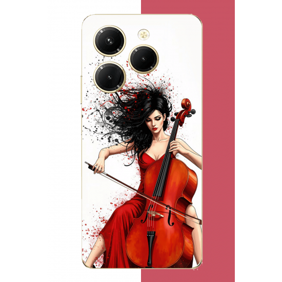 Infinix Hot 40-40 PRO Uyumlu çello çalan kadın UV Baskılı Silikon Kılıf