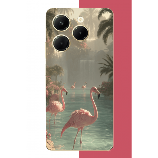 Infinix Hot 40-40 PRO Uyumlu akarsudaki flamingo UV Baskılı Silikon Kılıf