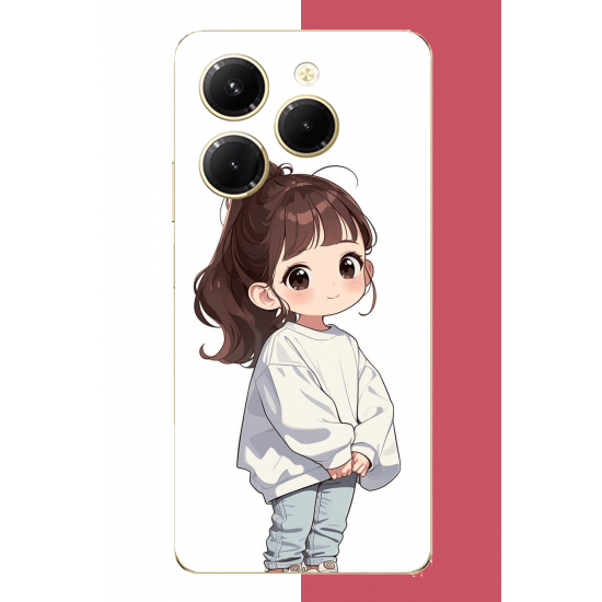 Infinix Hot 40-40 PRO Uyumlu kawaii beyaz sweatshirt kız UV Baskılı Silikon Kılıf