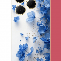 Infinix Hot 40-40 PRO Uyumlu mavi çiçek2 UV Baskılı Silikon Kılıf