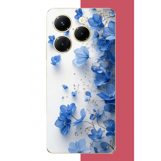 Infinix Hot 40-40 PRO Uyumlu mavi çiçek2 UV Baskılı Silikon Kılıf