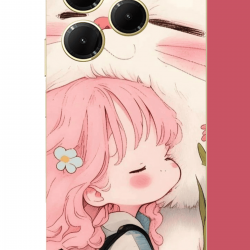 Infinix Hot 40-40 PRO Uyumlu kawaii küçük kız ve kedi UV Baskılı Silikon Kılıf