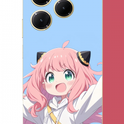 Infinix Hot 40-40 PRO Uyumlu kawaii pembe saçlı kız UV Baskılı Silikon Kılıf
