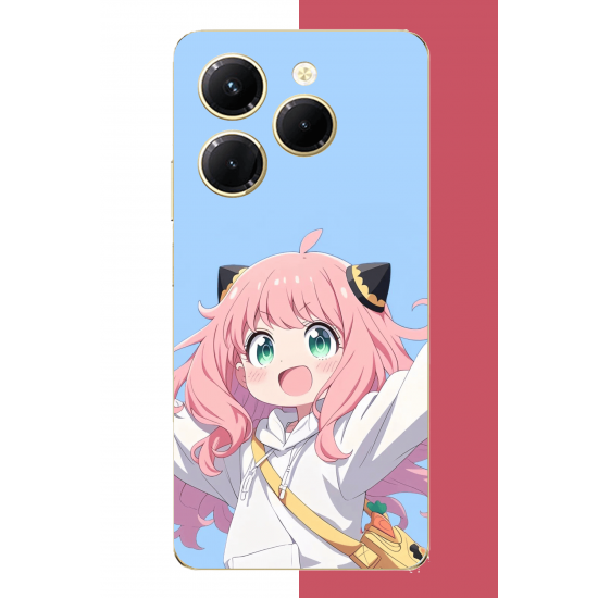 Infinix Hot 40-40 PRO Uyumlu kawaii pembe saçlı kız UV Baskılı Silikon Kılıf