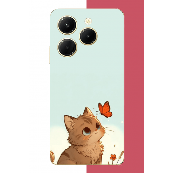 Infinix Hot 40-40 PRO Uyumlu minik kedi UV Baskılı Silikon Kılıf
