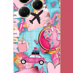 Infinix Hot 40-40 PRO Uyumlu Travel Kolaj UV Baskılı Silikon Kılıf