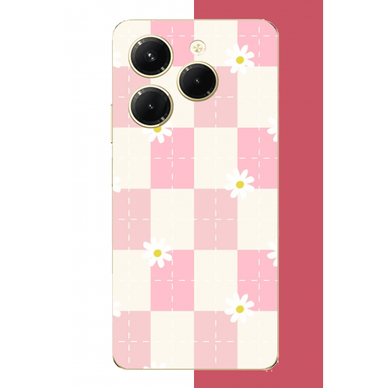 Infinix Hot 40-40 PRO Uyumlu papatyalı grid UV Baskılı Silikon Kılıf