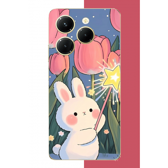 Infinix Hot 40-40 PRO Uyumlu peluş tavşan UV Baskılı Silikon Kılıf