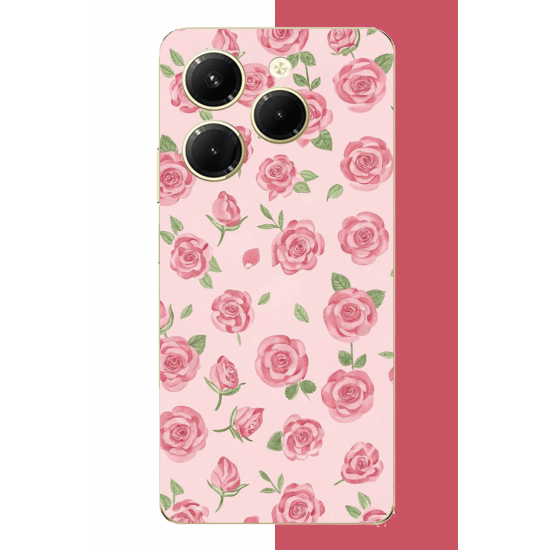 Infinix Hot 40-40 PRO Uyumlu pembe gül UV Baskılı Silikon Kılıf