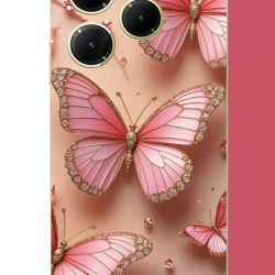 Infinix Hot 40-40 PRO Uyumlu pembe taşlı kelebek UV Baskılı Silikon Kılıf