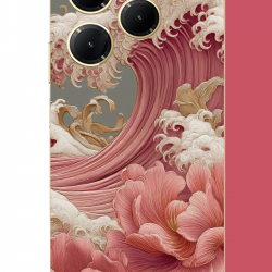 Infinix Hot 40-40 PRO Uyumlu pembe çiçekli dalga UV Baskılı Silikon Kılıf Infinix Hot 40-40 PRO Uyumlu pembe çiçekli dalga UV Baskılı Silikon Kılıf