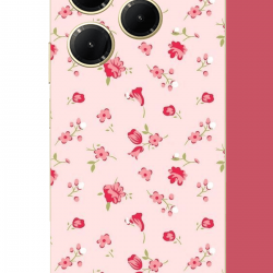 Infinix Hot 40-40 PRO Uyumlu pembe çiçekli pattern UV Baskılı Silikon Kılıf Infinix Hot 40-40 PRO Uyumlu pembe çiçekli pattern UV Baskılı Silikon Kılıf