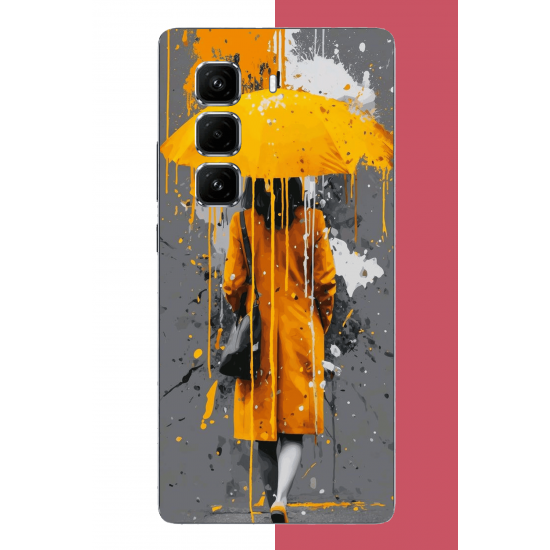 Infinix Hot 50 PRO PLUS+ Uyumlu sarı şemsiyeli kadın UV Baskılı Silikon Kılıf