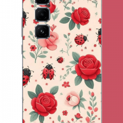 Infinix Hot 50 PRO PLUS+ Uyumlu uğur böcek ve gül UV Baskılı Silikon Kılıf Infinix Hot 50 PRO PLUS+ Uyumlu uğur böcek ve gül UV Baskılı Silikon Kılıf