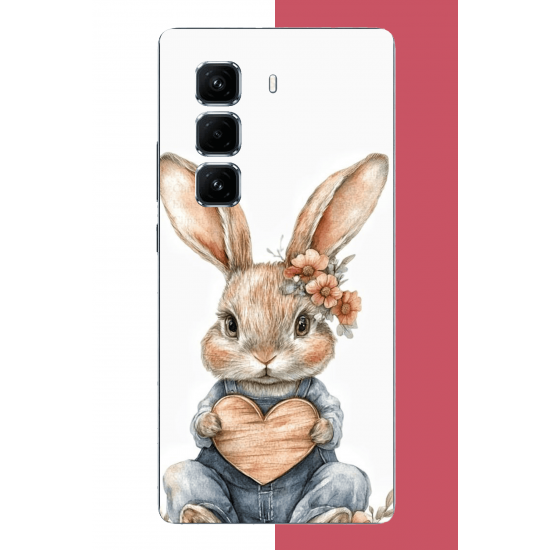 Infinix Hot 50 PRO PLUS+ Uyumlu çiçek tokalı tavşan UV Baskılı Silikon Kılıf