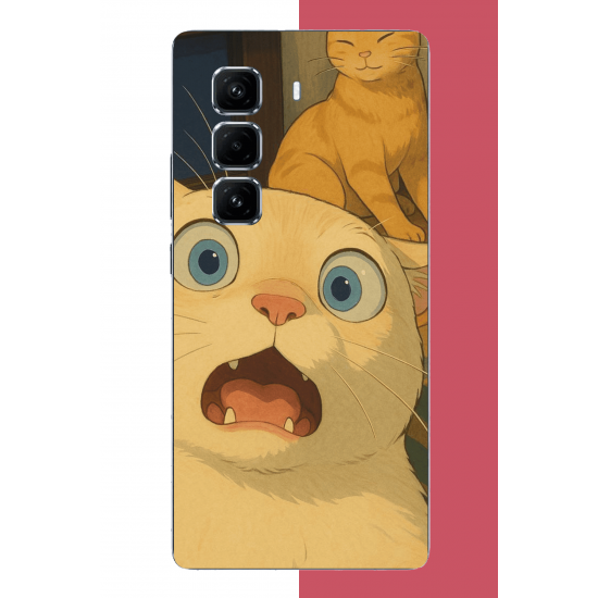 Infinix Hot 50 PRO PLUS+ Uyumlu şaşkın kedi UV Baskılı Silikon Kılıf