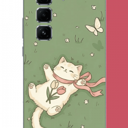 Infinix Hot 50 PRO PLUS+ Uyumlu fularlı kedi UV Baskılı Silikon Kılıf