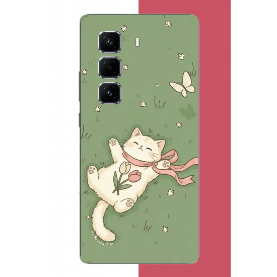 Infinix Hot 50 PRO PLUS+ Uyumlu fularlı kedi UV Baskılı Silikon Kılıf