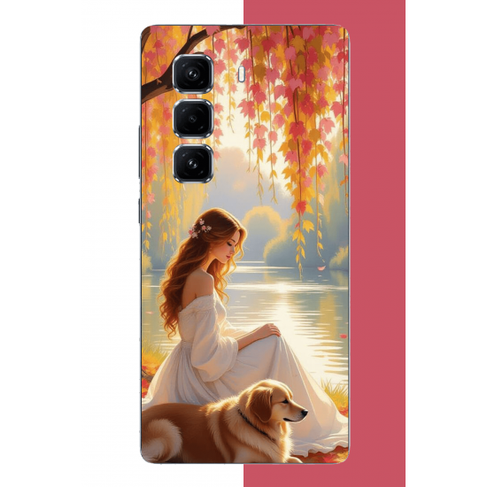 Infinix Hot 50 PRO PLUS+ Uyumlu kadın ve köpek UV Baskılı Silikon Kılıf