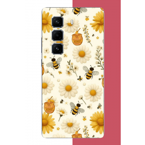 Infinix Hot 50 PRO PLUS+ Uyumlu arılı sarı çiçek.jpeg UV Baskılı Silikon Kılıf
